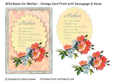 Wild Roses for Mother - Mother's Day/birthday Card Front