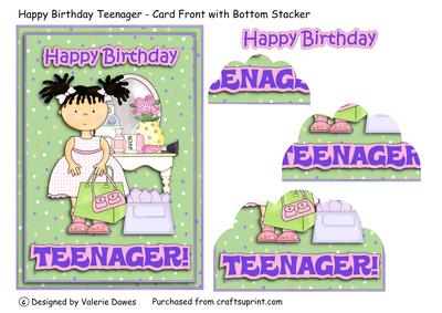 Happy Birthday Teenager - Card Front with Bottom Stacker