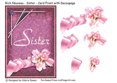 Rich Nouveau - Sister - Card Front with Decoupage