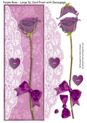 Purple Rose - Large Dl Card Front with Decoupage