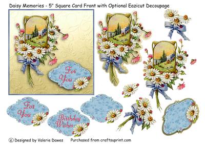 Daisy Memories - 5" Square with Optional Eazicut Decoupage