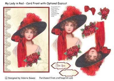 My Lady in Red - Card Front with Optional Eazicut