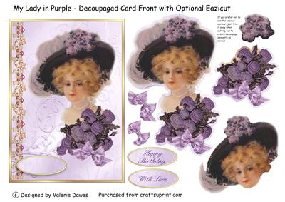My Lady in Purple - Card Front with Optional Eazicut
