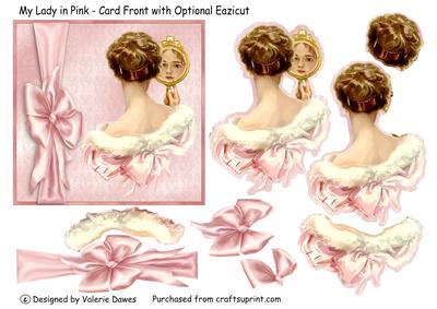 My Lady in Pink - Card Front with Optional Eazicut