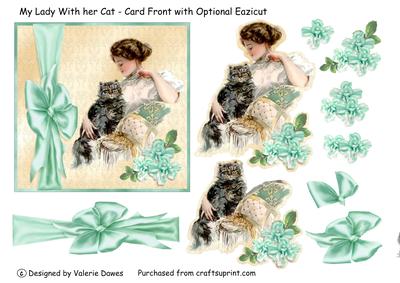My Lady with Her Cat - Card Front with Optional Eazicut