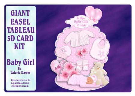 Giant Easel Tableau 3D Card Kit - Baby Girl