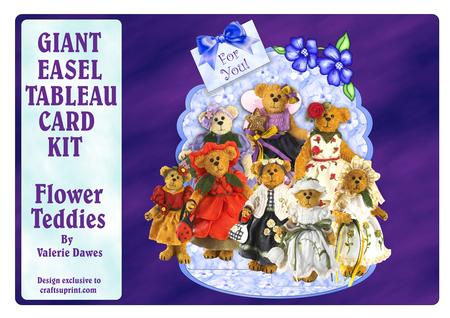 Giant Easel Tableau 3D Card Kit - Flower Teddies