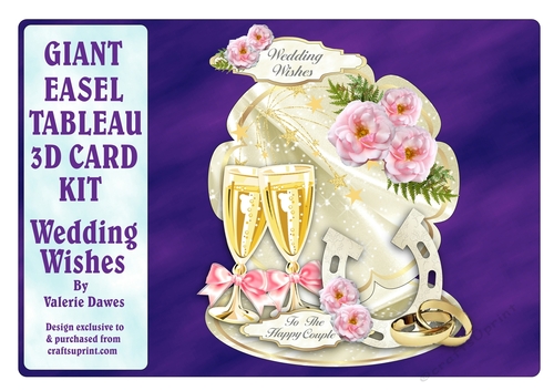 Giant Easel Tableau 3D Card Kit - Wedding Wishes