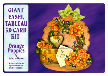 Giant Easel Tableau 3D Card Kit - Orange Poppies