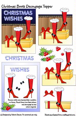 Christmas Boots Decoupage Topper