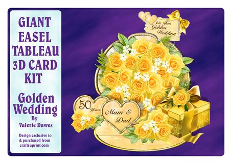Giant Easel Tableau 3D Card Kit - Golden Wedding