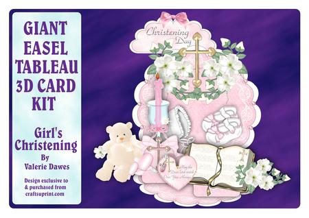Giant Easel Tableau 3D Card Kit - Girl's Christening