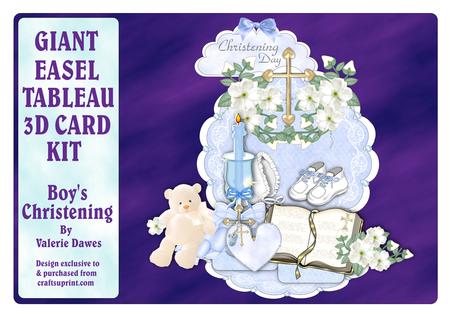 Giant Easel Tableau 3D Card Kit - Boy's Christening