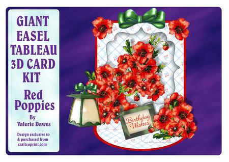 Giant Easel Tableau 3D Card Kit - Red Poppies