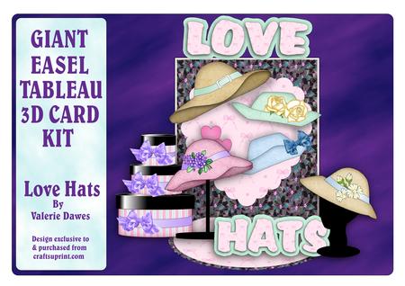 Giant Easel Tableau 3D Card Kit - Love Hats