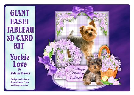 Giant Easel Tableau 3D Card Kit - Yorkie Love