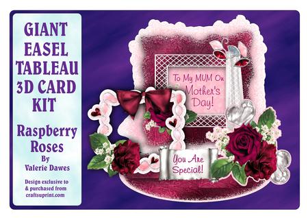 Giant Easel Tableau 3D Card Kit - Raspberry Roses