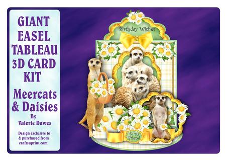 Giant Easel Tableau 3D Card Kit - Meercats & Daisies