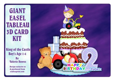 Giant Easel Tableau 3D Card Kit - King of the Castle/boy 1-4