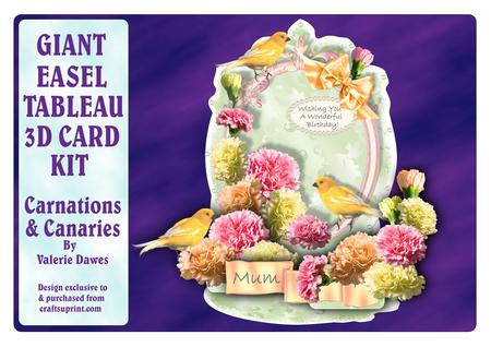 Giant Easel Tableau 3D Card Kit - Carnations & Canaries