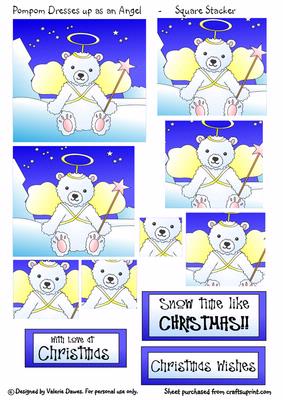 Pompom the Polar Bear Dresses Up as an Angel Square Stacker