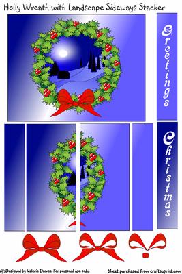 A Holly Wreath with Landscape Sideways Stacker