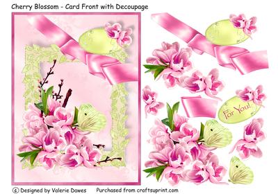 Cherry Blossom Card Front with Decoupage