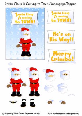 Santa Claus is Coming to Town Decoupage Topper