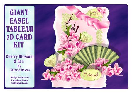 Giant Easel Tableau 3D Card Kit - Cherry Blossom & Fan