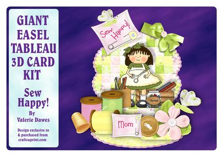 Giant Easel Tableau 3D Card Kit - Sew Happy