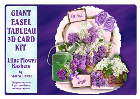 Giant Easel Tableau 3D Card Kit - Lilac Flower Baskets