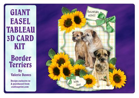 Giant Easel Tableau 3D Card Kit - Border Terriers