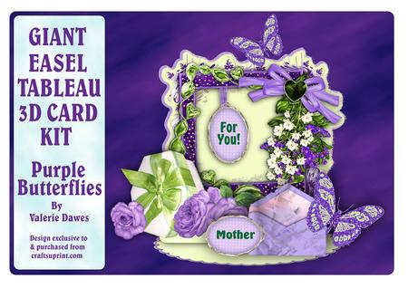 Giant Easel Tableau 3D Card Kit - Purple Butterflies