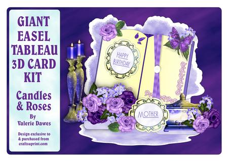 Giant Easel Tableau 3D Card Kit - Candles & Roses