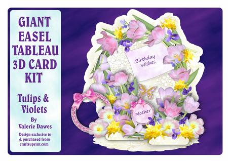 Giant Easel Tableau 3D Card Kit - Tulips & Violets