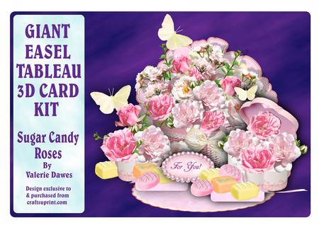Giant Easel Tableau 3D Card Kit - Sugar Candy Roses