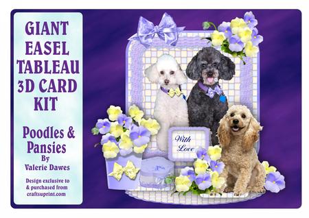 Giant Easel Tableau 3D Card Kit - Poodles & Pansies