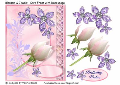 Blossom & Jewels - Card Front with Decoupage