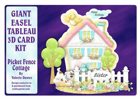 Giant Easel Tableau 3D Card Kit - Picket Fence Cottage