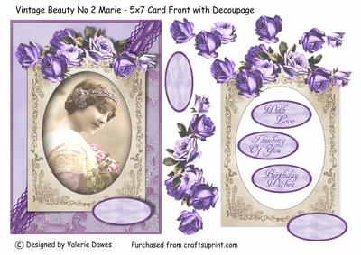 Vintage Beauty No 2 Marie - 5x7 Card Front with Decoupage