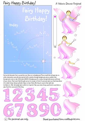 Fairy Happy Birthday Moveable Age Card