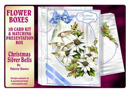 Flower Boxes 3D Card Kit - Christmas Silver Bells