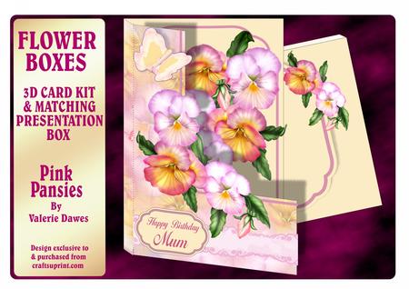 Flower Boxes 3D Card Kit - Pink Pansies