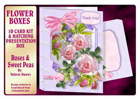 Flower Boxes 3D Card Kit - Roses & Sweet Peas