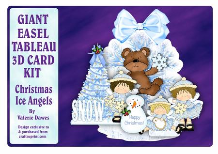 Giant Easel Tableau 3D Card Kit - Christmas Ice Angels