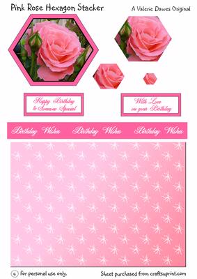 Pink Rose Hexagon Birthday Stacker