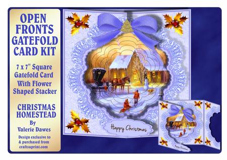 Open Fronts 7x7" Gatefold Card Kit - Christmas Homestead