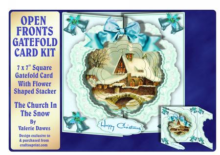 Open Fronts 7x7" Gatefold Card Kit - the Church in the Snow