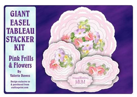 Giant Easel Tableau Stacker Card Kit - Pink Frills & Flowers
