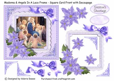 Madonna & Angels in a Lace Frame - Square Card Front